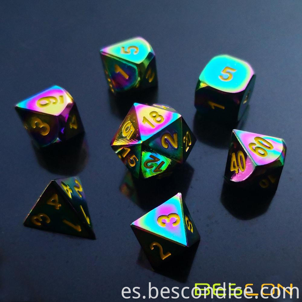 Fantasy Rainbow Solid Metal Dice Set Of 7